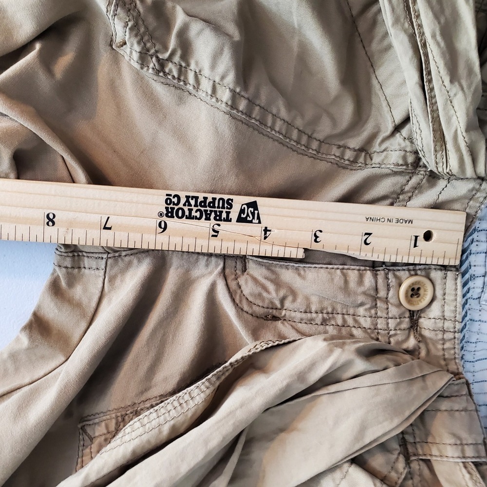 Vintage Abercrombie & Fitch Khaki Cargo Pants Tie Waist S Y2K Low Rise Wide Leg - Picture 9 of 14